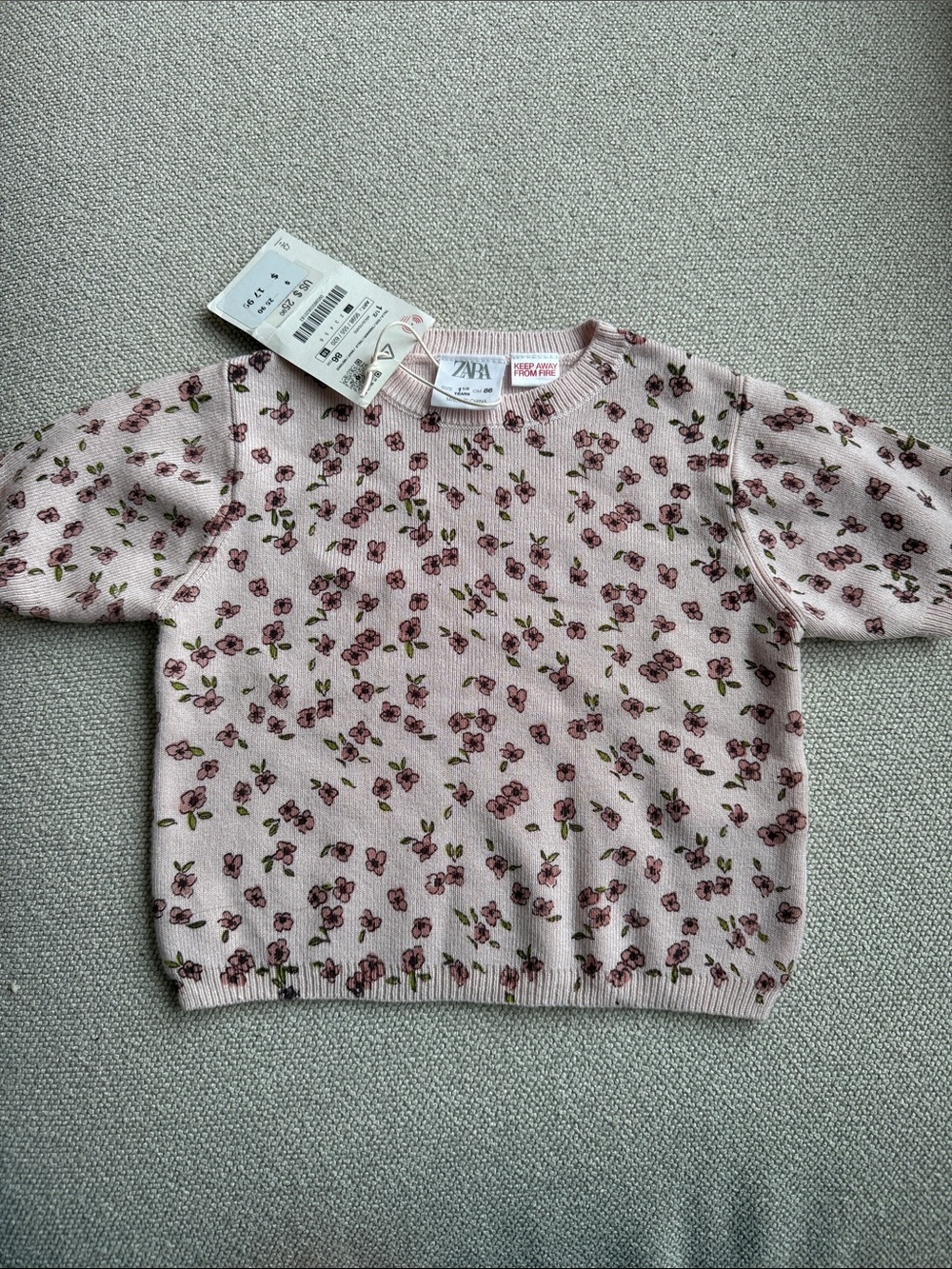 Zara girl floral knit sweater